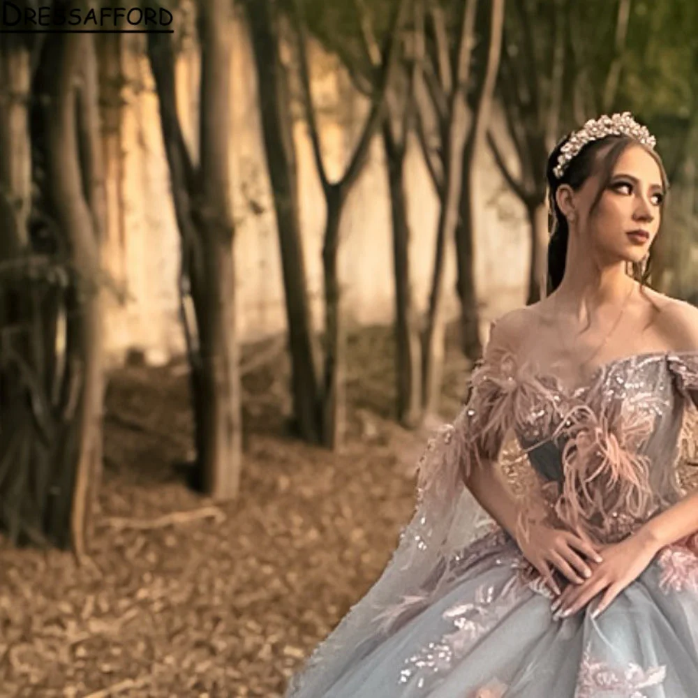 Серые милое платье Quinceanera с бусинами, 3 Цветочная аппликация, кружевные бусины с открытыми плечами, Милые 15 дней рождения