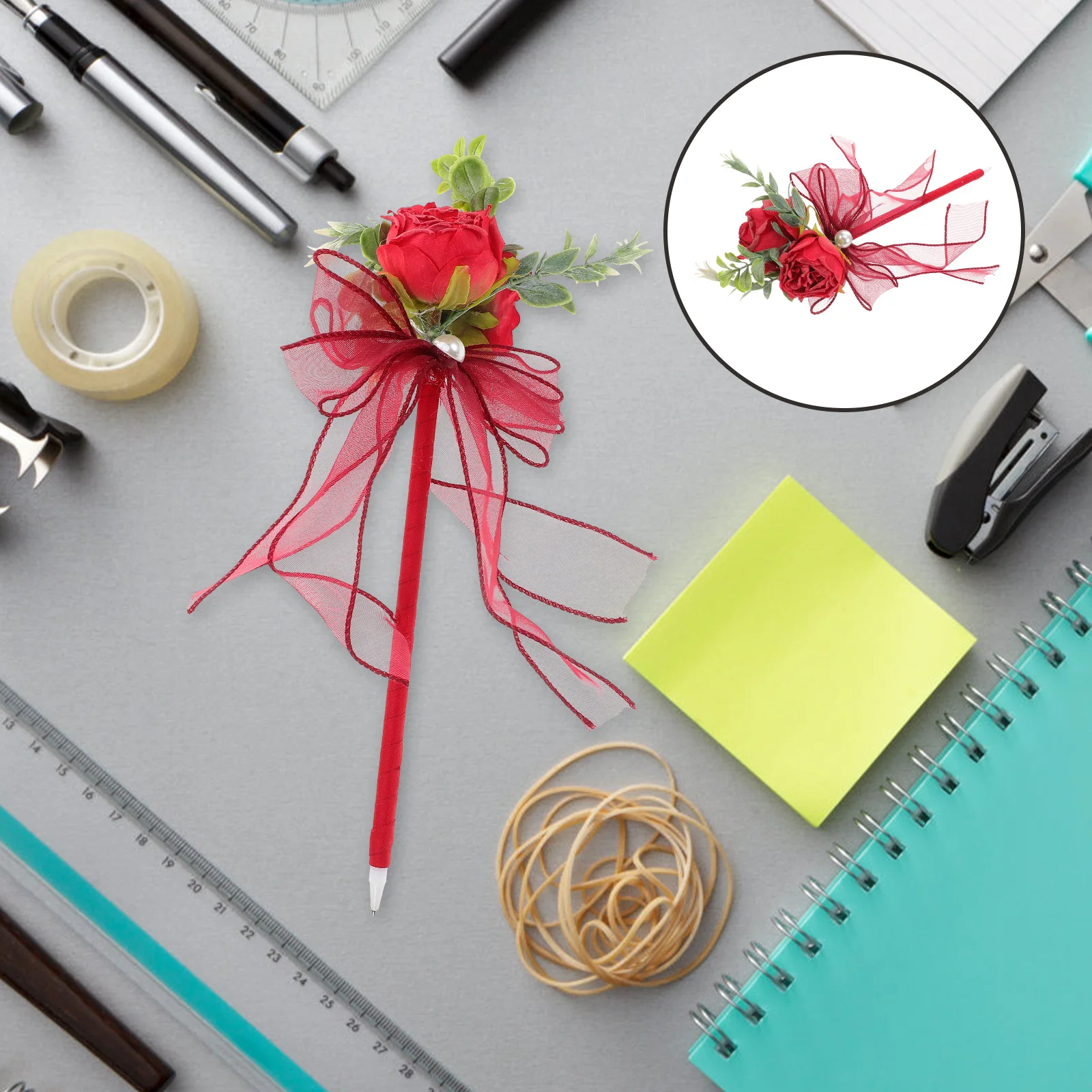 

Unique Artificial Rose Ballpoint Pen Black Ink Burnt Edge Craftsmanship Valentine Flower Pens Wedding Favors School Floral Pens
