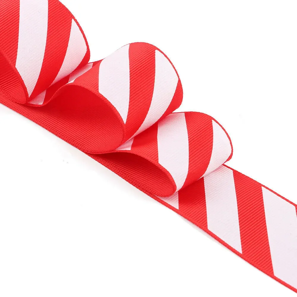 Christmas Navidad Ribbon Candy Cane Stripe Ribbons for Xmas Decor Tree Gift Wrapping Wedding Decoration DIY Red & White 5 Yards