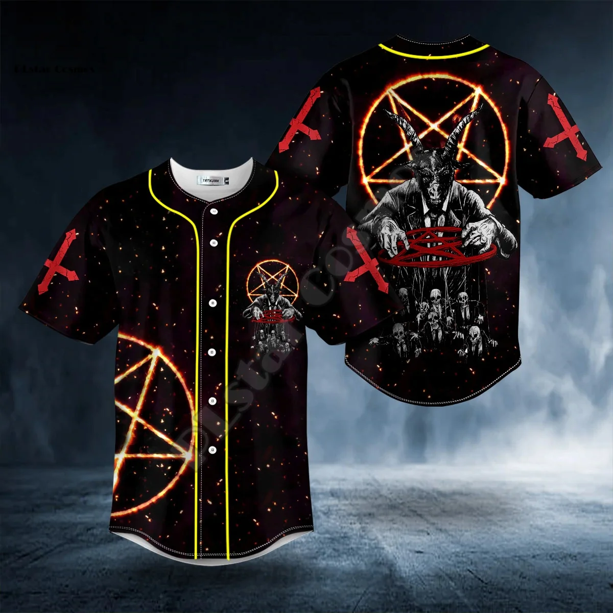 Cosplay Reaper Ghost Gothic Skull Satan Baphomet Devil Retro Tattoo 3DPrint Unisex Summer Baseball Shirts Jersey Short Sleeves 3