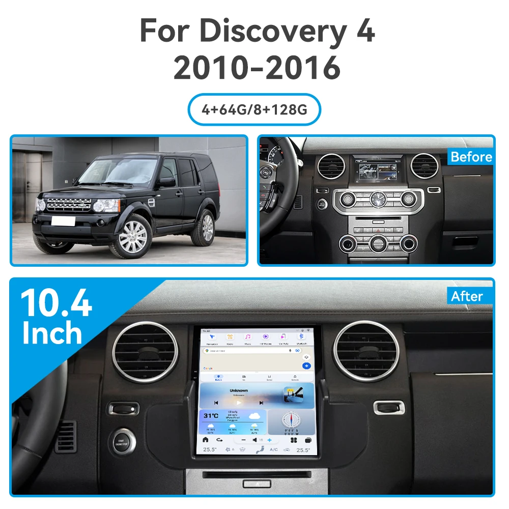 Android 13 Auto Carplay Navigation For Land Rover Discovery 4 2010- 2016 Car Radio 10.4 Inch Multimedia Player Stereo Head Unit