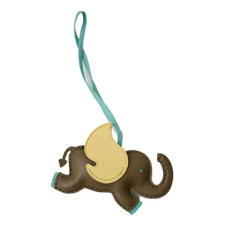 Flying Elephant Bag Pendant Handcraft Sewn Leather Bagpack Decoration Hanging Car Keychain Bag Accessories