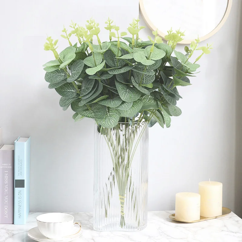 5Pcs Artificial Eucalyptus Leaves Fake Flowers for Home Decor Wedding Decoration Christmas Ornaments Bride Bouquet Accessories