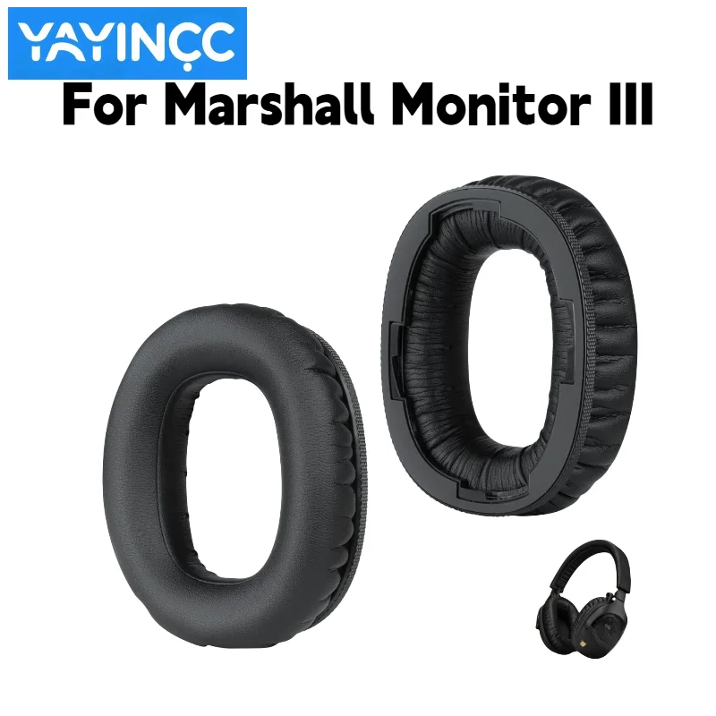 YAYINCC Ersatz-Ohrpolster aus Protein-Skin-Memory-Schaum mit Schnalle für Marshall Monitor IIl Kopfhörer, Ersatzteile für Ohrmuscheln – Detail 1