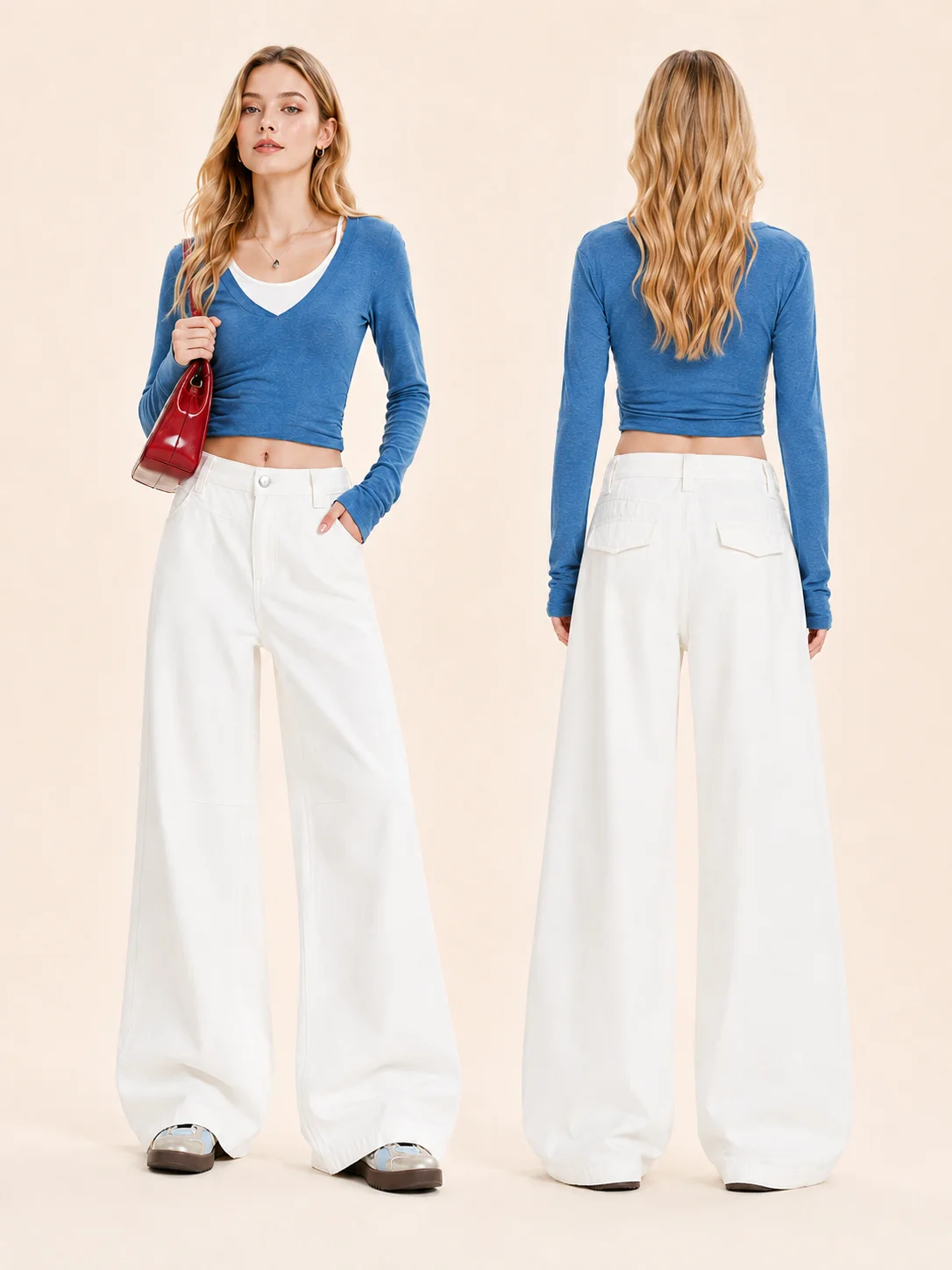 Women's White Wide Leg Jeans,  - Street Fashion Jeans Women recension och pris
