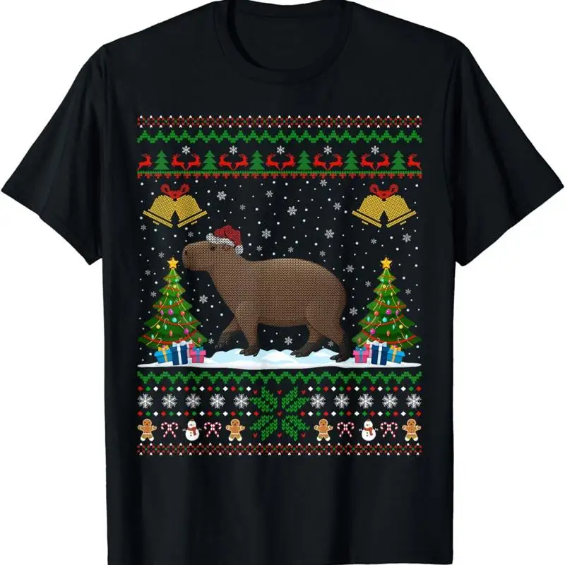 

NEW Capybara Animal Lover Xmas Ugly Christmas T Shirt Size S 3XL