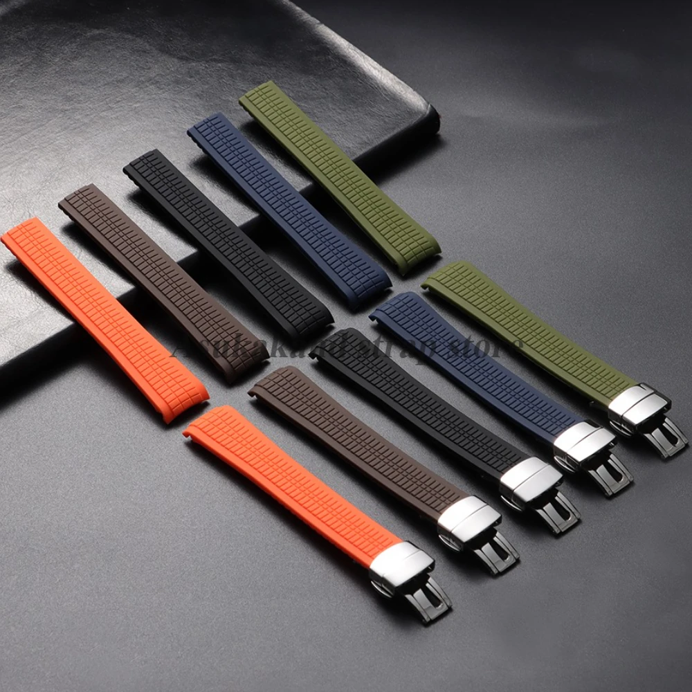 أشرطة ساعة مطاطية من السيليكون لـ Patek Philippe 5164A 5167A 5168A قنبلة يدوية سلسلة Aquanaut 21 مللي متر حزام ساعة ناعم مشبك قابل للطي #5