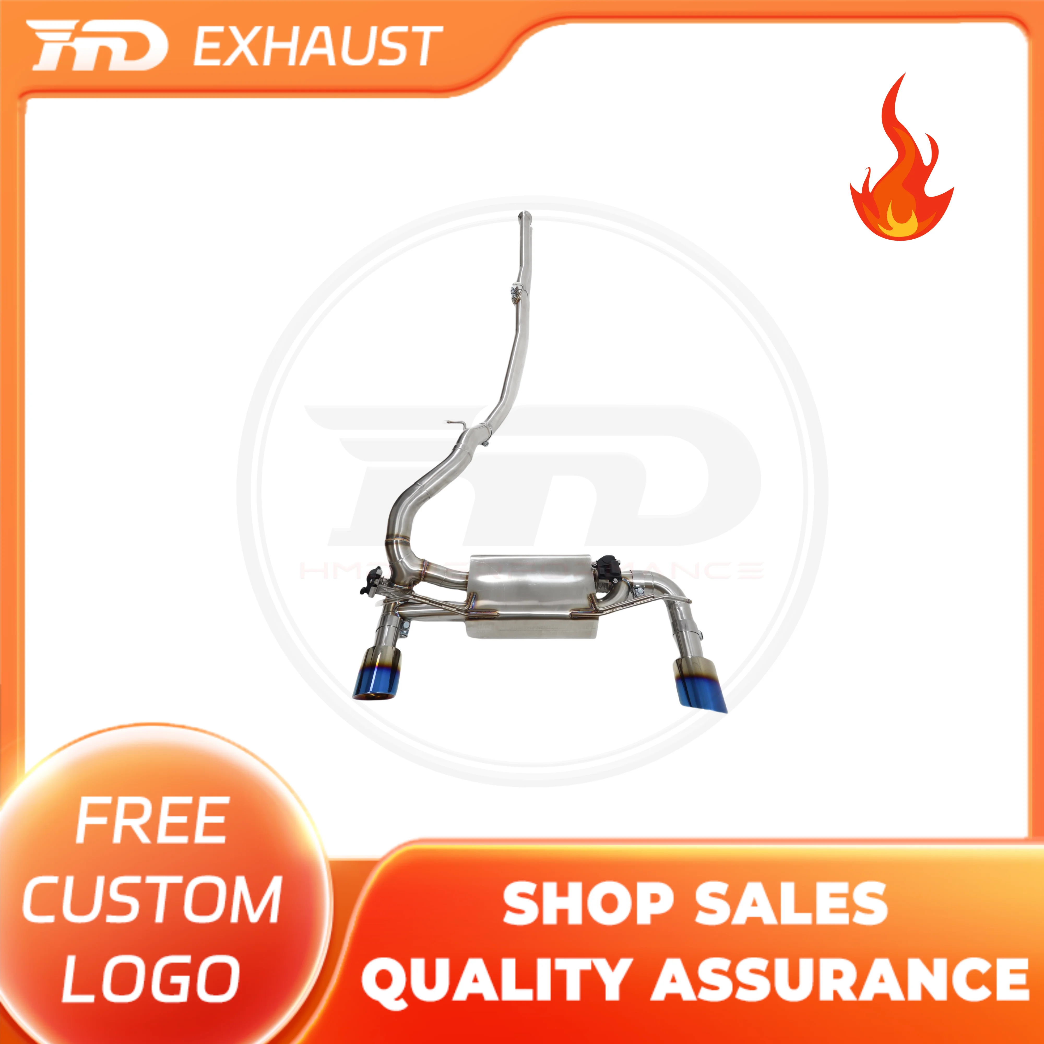 

HMD Hot Sale Stainless steels Catback Exhaust for FORD FOCUS RS 2.3T Performance exhaust pipe Muffler With Valves Car