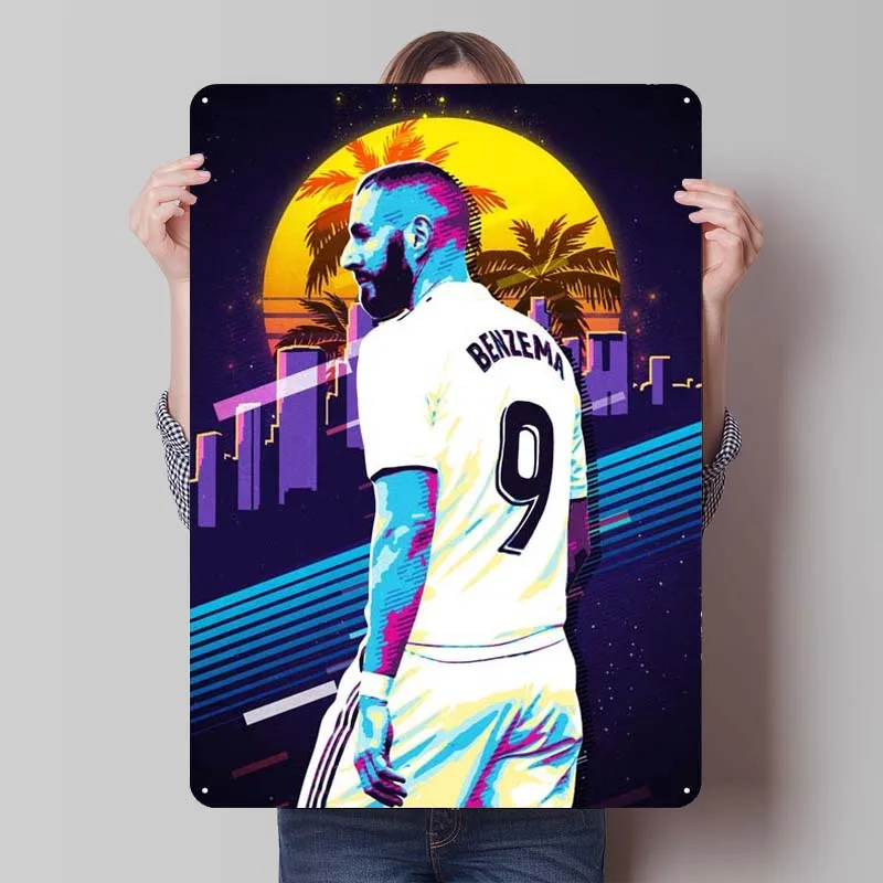 Karim Benzema Fußball Weißblech Zeichen Sport Poster Club Amerika Metall Zeichen Plakette für Wand kunst Dekoration Mann Höhle Retro nach Hause