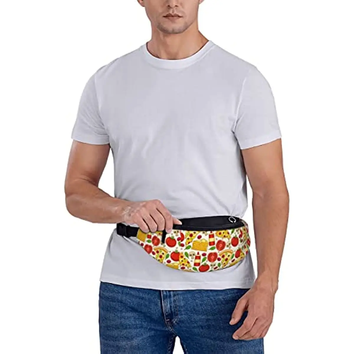 Women Men Pizza Adjustable Strap Fanny Packs Bum Waist Bag Casual Unisex Polyester Simple Backpack Outdoor Running