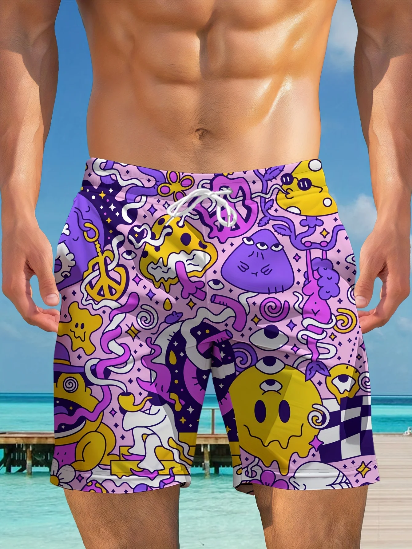 

Шорты с 3D принтом мультфильма «Маленькое существо»-2025, модные пляжные шорты, летние мужские быстросохнущие дышащие шорты, обычные размера плюс