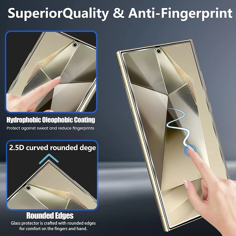 3Pcs Tempered Glass For Samsung Galaxy S25 FE Ultra Edge Plus S25+ 5G Screen Protector Fingerprint Unlock Protective Film Clear