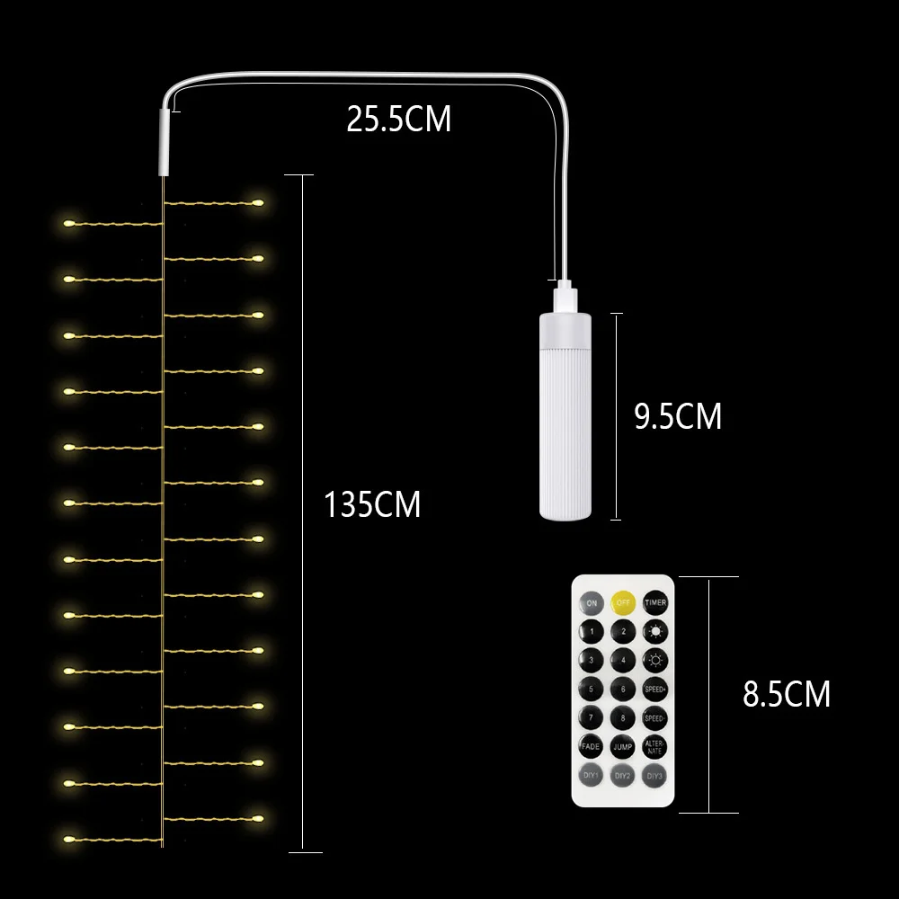 3M 30led Firefly Firefly Lights USB Charge wodoodporny sznur lampek na miedzianym przewodzie z pilotem nowy rok boże narodzenie dekor w kształcie drzewa