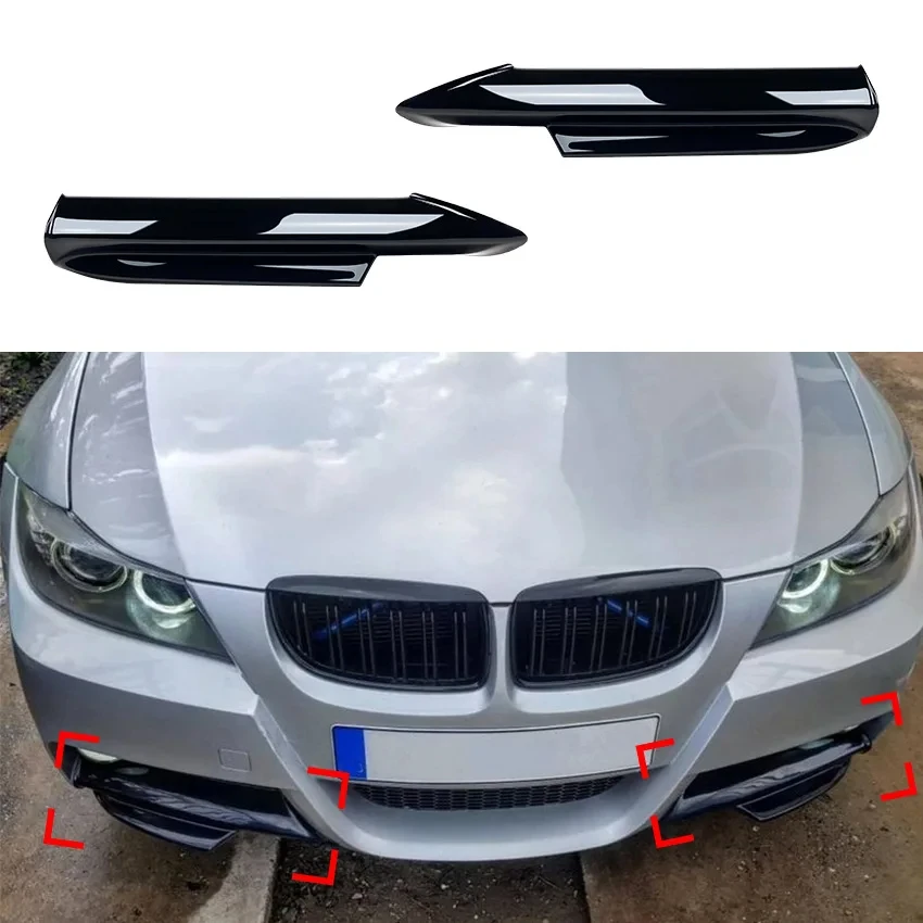 

Car Front Bumper Lip Side Splitter Spoiler Kit Fog Lamp Cover For BMW 3 Series E90 E91 M-Tech 320i 330i 2005 2006 2007 2008