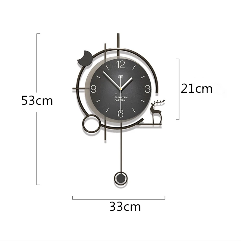 Wall Clock For Living Room, Nordic Wood Swing Home Decoration, Modern Watch, Wall Art, Quartz, Silent Clocks, 55x33cm