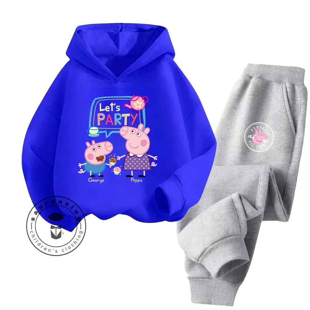 Chic Peppa Long Sleeve Clothing That Mix Elegance and the Playful World of Peppa Pig Children\'s High Cost Performance Hoodie Set