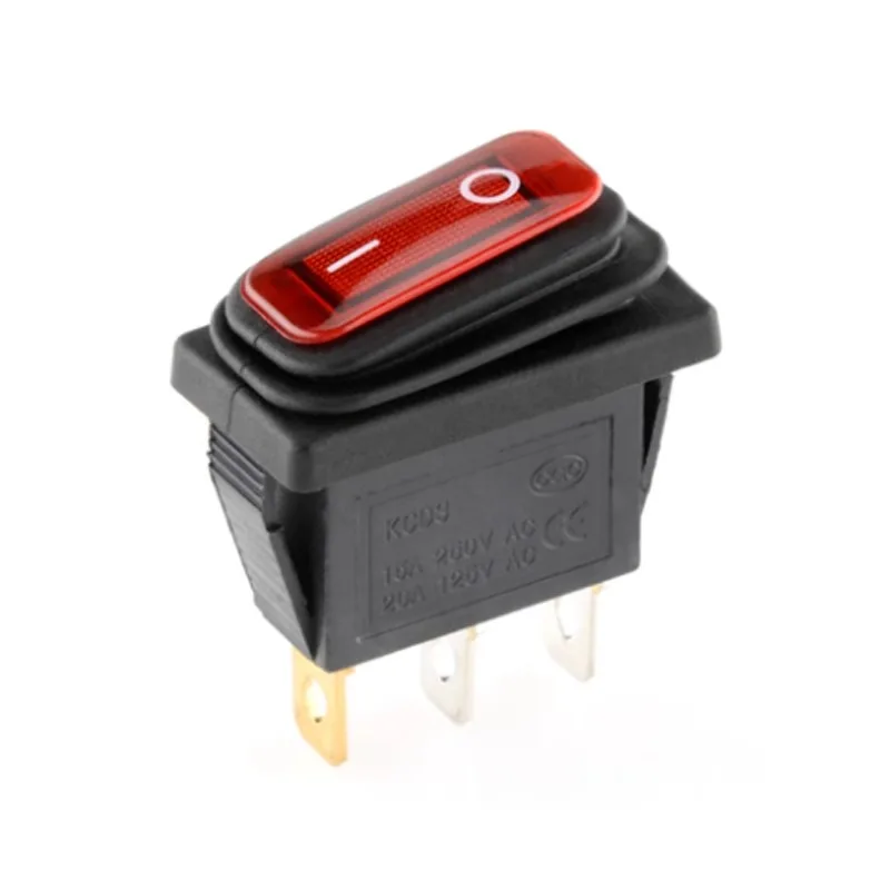 1pcs KCD3 On Off 15A 20A 125V 250V AC Heavy Duty DPST Sealed Waterproof Auto Boat Marine Toggle Rocker Switch with 3pins