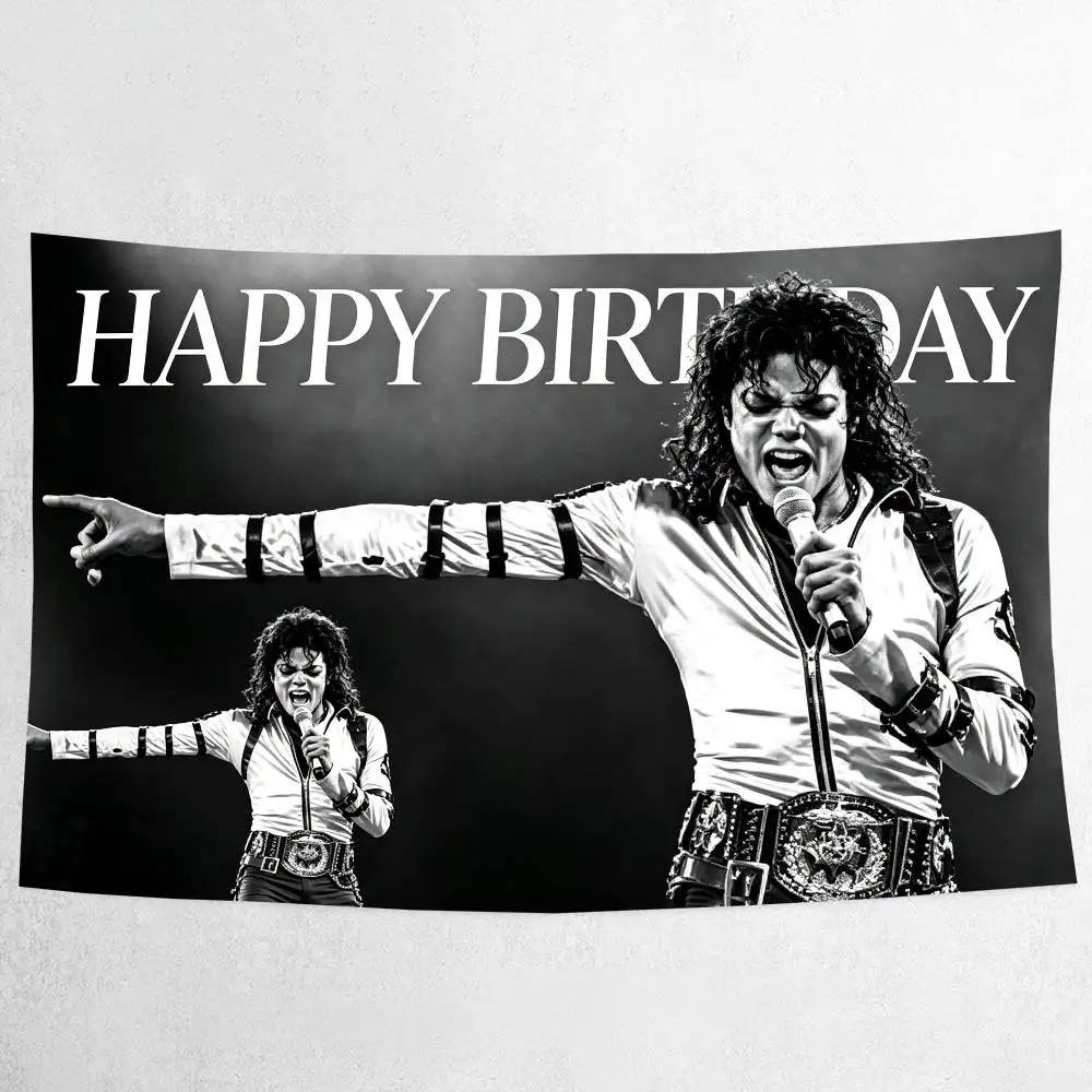 Musik & Michael & J-Jackson Geburtstagsparty-Dekorationen Hintergrund Kinderthema Geburtstagszubehör Dekorationsbanner Baby-Taufe