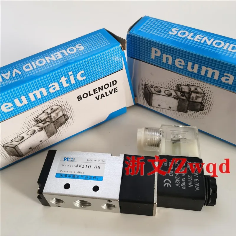 2 pieces pack 4v210-08 solenoid valve 4v21008B/A 4v210-06 two-position five-way reversing valve