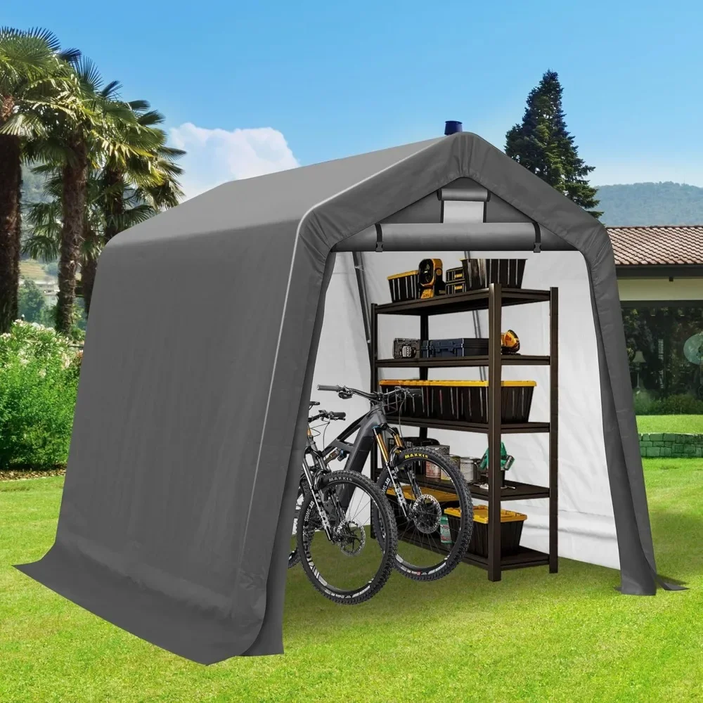 

8x8 Foot Outdoor Storage Shed, Waterproof Portable Storage Shed with Foldable Zipper Doors and Motorcycle Ventilation Windows