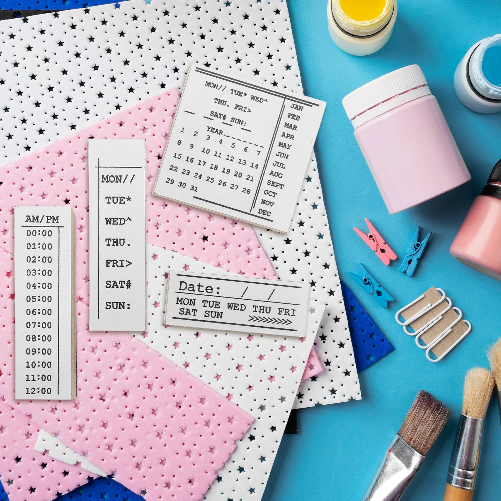 

Wooden Rubber Stamp Set for Journaling Craft DIY Planner Decorative Stamps for Scrapbooking Calendar Organizer Weekly Schedule