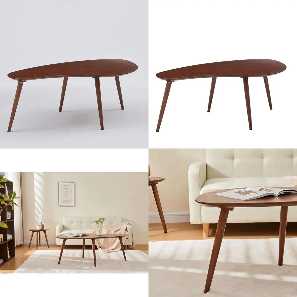 

Walnut Round Coffee Table with 4 Detachable Legs for Kitchen, Dining, Living Room, Bedroom, and Restaurant Use