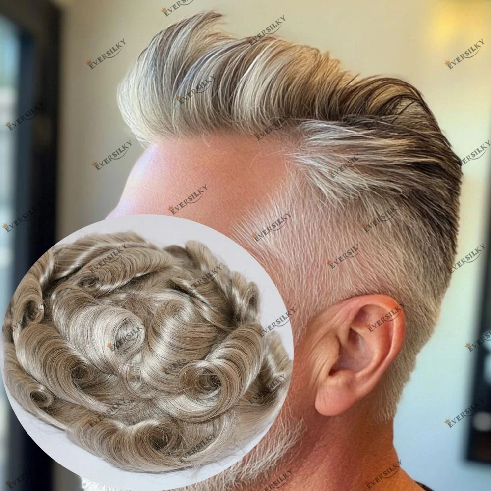 

Мужской серый парик из натуральных волос для старого выпадения 520 # 550 # Самые прочные шиньоны Bond, капиллярный протез, парик из натуральной линии волос