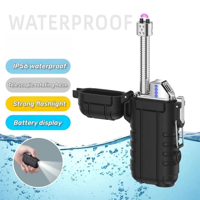 Multifunctional Outdoor Waterproof Double Arc Lighter Intelligent Power Display with Strong Light Portable Multi-Purpose Igniter