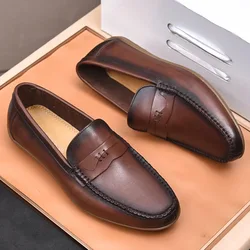 Classic Men's Casual Loafers Driving Shoes Moccasin Fashion Male Comfortable Genuine Leather Shoes Men Lazy Dress Shoe