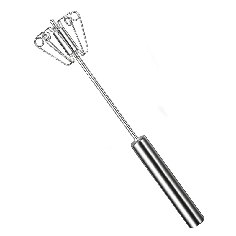 Semi-Automatic Whisk Stainless Steel Hand Pressure Egg Beater Rotary Cream Mixer Manual Blender for Kitchen Baking