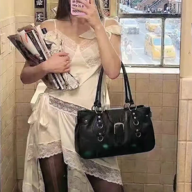 2026Korean Retro Pu Leather Large Capacity Handbag Mint Green Underarm Shoulder Bag Lipstick Wallet Storage Bags Woman Bag