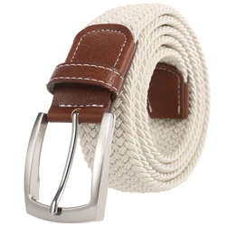 Stretch Canvas Leather Belts for Men Female Casual Knitted Woven Military Tactical Strap Male Elastic Belt for Pants Jeans Men's