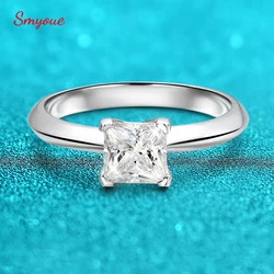 Smyoue 1CT 2CT Princess Cut D Vvs1 Moissanite Engagement Ring for Women Flawless Gemstone 100% 925 Sterling Silver Female Band