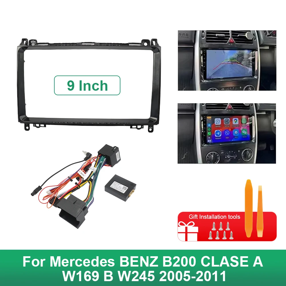 

9 Inch Car Radio Fascias For Mercedes BENZ B200 CLASE A W169 B W245 2005-2011 Android MP5 Player 2 Din Stereo Frame Trim