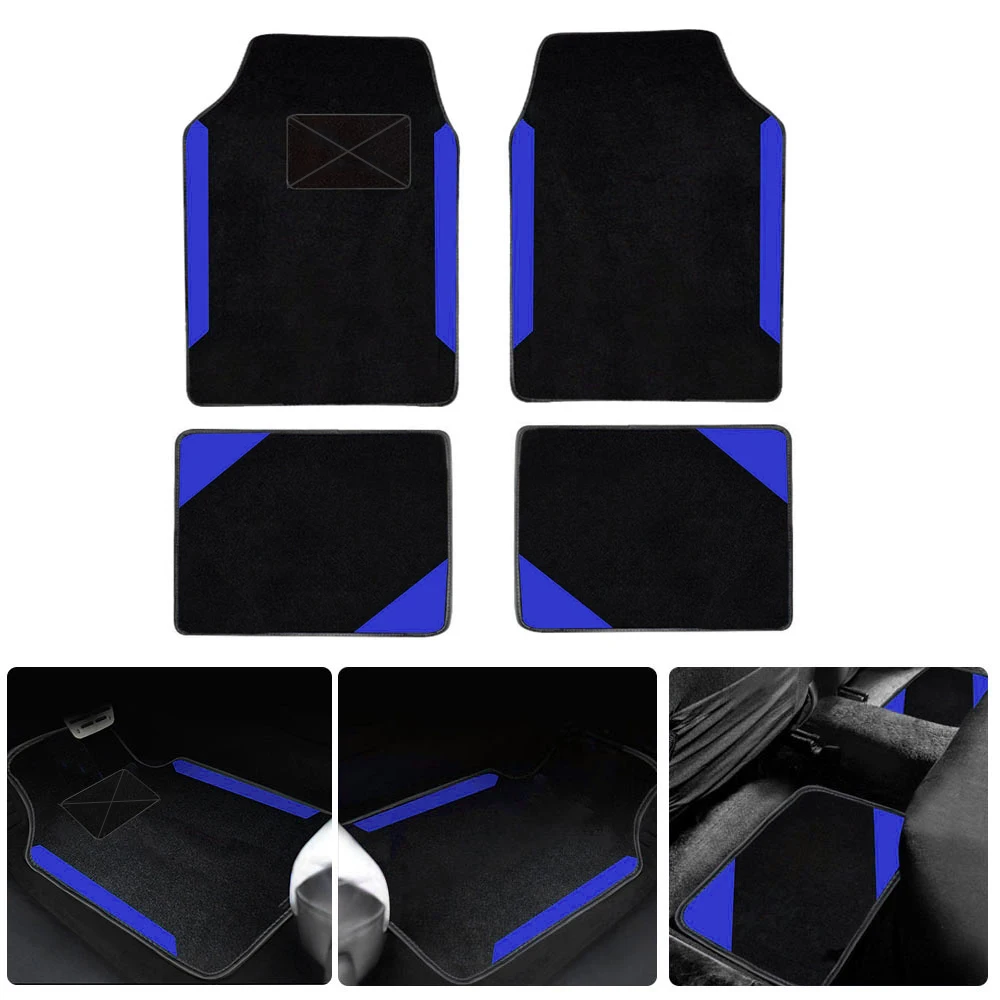 

4PC Full Set Carpet Floor Mats Universal Fit Mat For Car SUV Van & Trucks - Front & Rear Blue