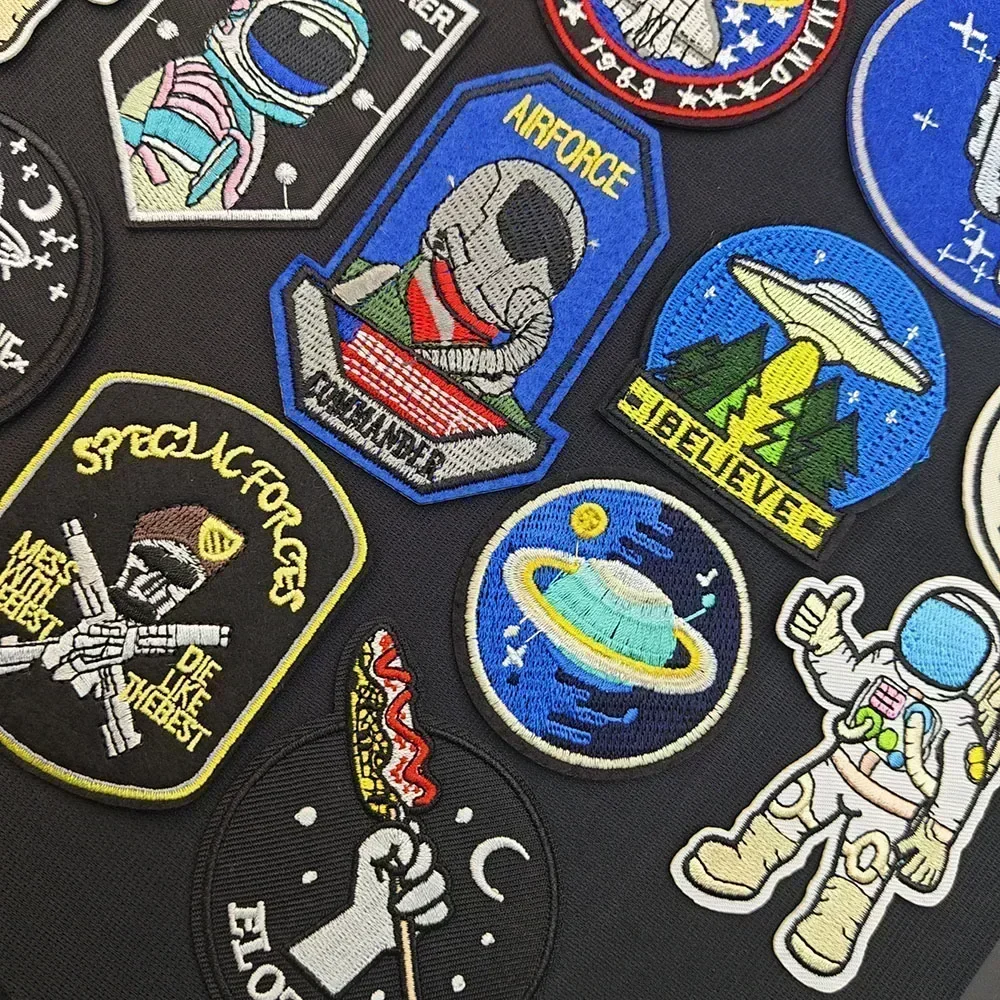 NASA Patches Embroidered Cartoon Iron on Applique Astronauts Ironing Stickers for Clothes Thermoadhesive Backpack Hat Decoration