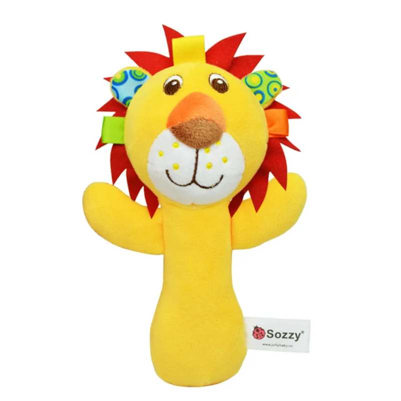 Baby Toys 0-12 Months Cute Plush Animal Lion Hand Bells Stick Baby Toys Rattle Newborn Infant Early Educational for Boys Girls