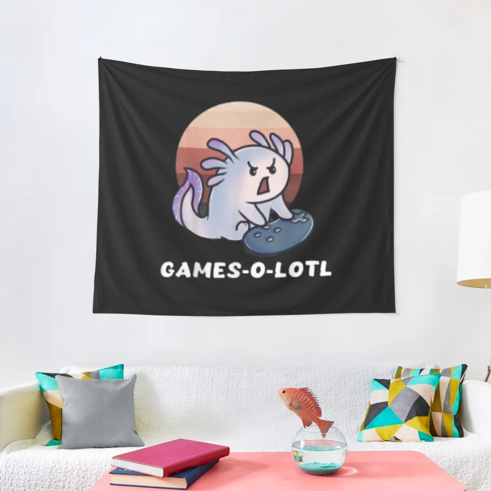 

Games-O-Lotl Funny Gaming Lizard Fish Axolotl Video Gamer | Tapestry Wall Decorations Room Ornaments Tapestry