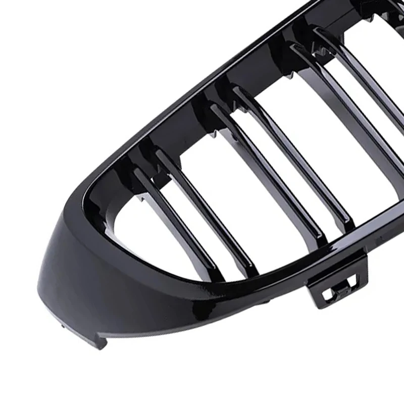 Pulleco Auto-Frontstoßstangengrill, Racing-Grill für BMW 4er F32 F33 F36 M3 F80 M4 F82 12–18 Dual-Slat, glänzendes Schwarz, Zubehör