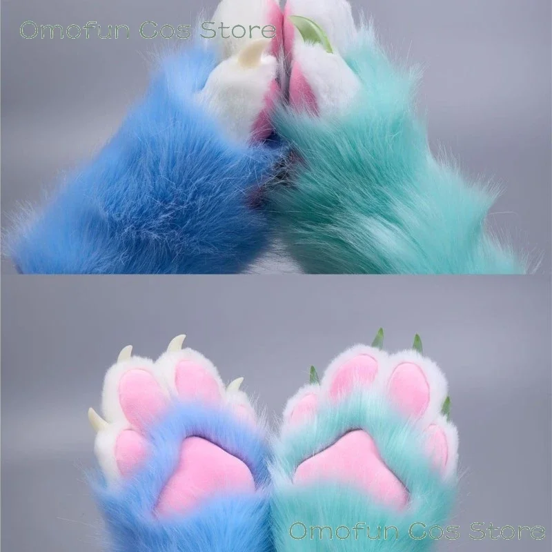 Fursuit Cosplay Paws Gloves Cosplay Accessories Furry Cosplay Paws Rubbit Cat Soft Cute Fluffy Animal Party Kawaii 22 COLORS