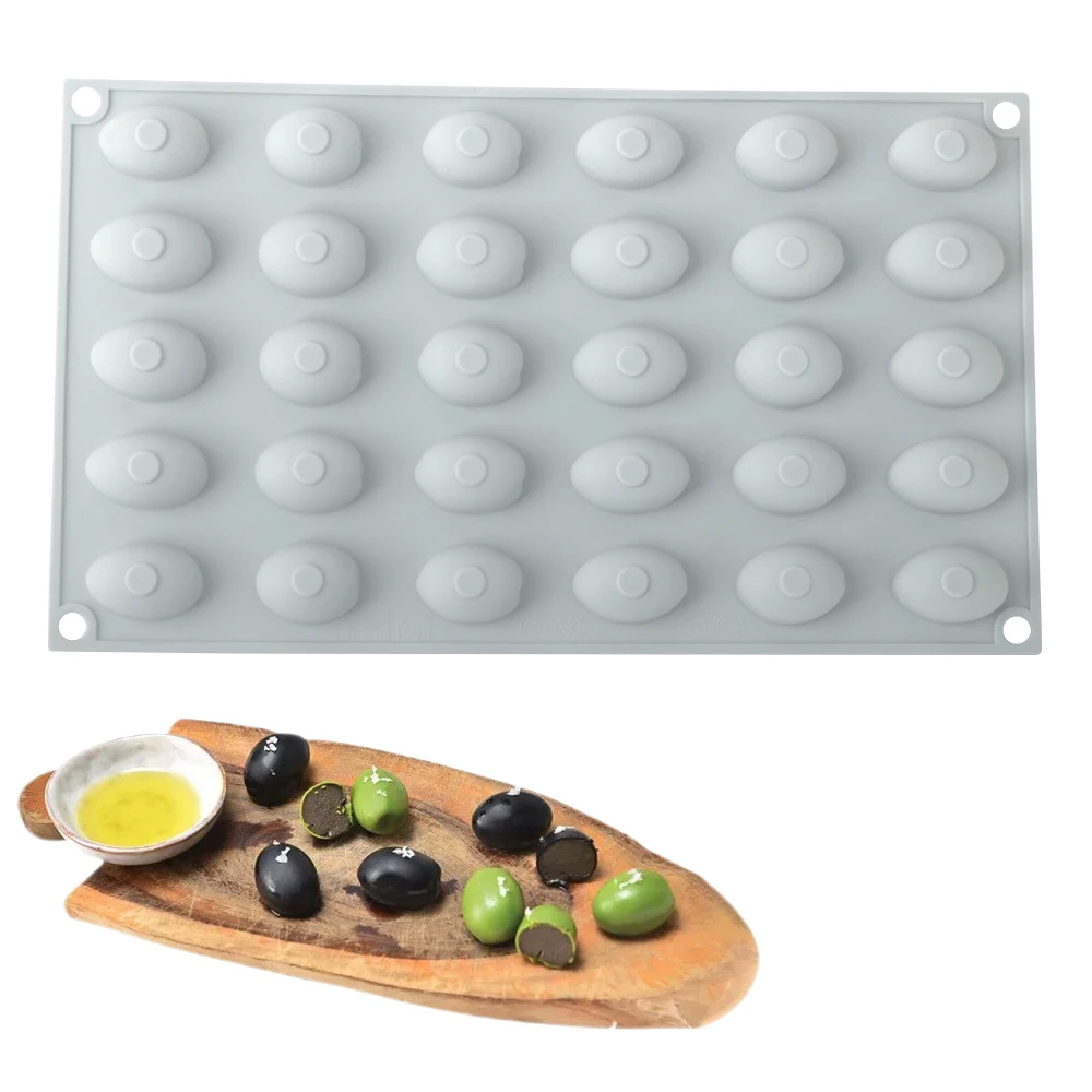 30-Cavity Olive Mousse Kuchenform Schokolade Dessert Keksform Französische Gebäck Backform