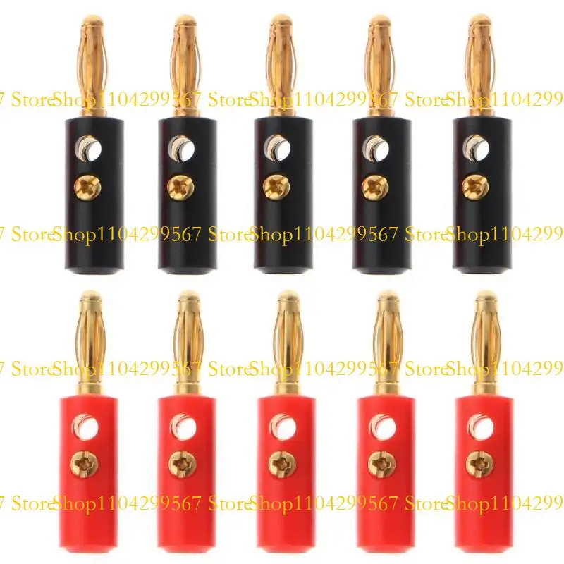 

CS1W 10 Pcs 4mm Gold Plated o Speaker Wire Cable Screw Banana Plug Connector Adap