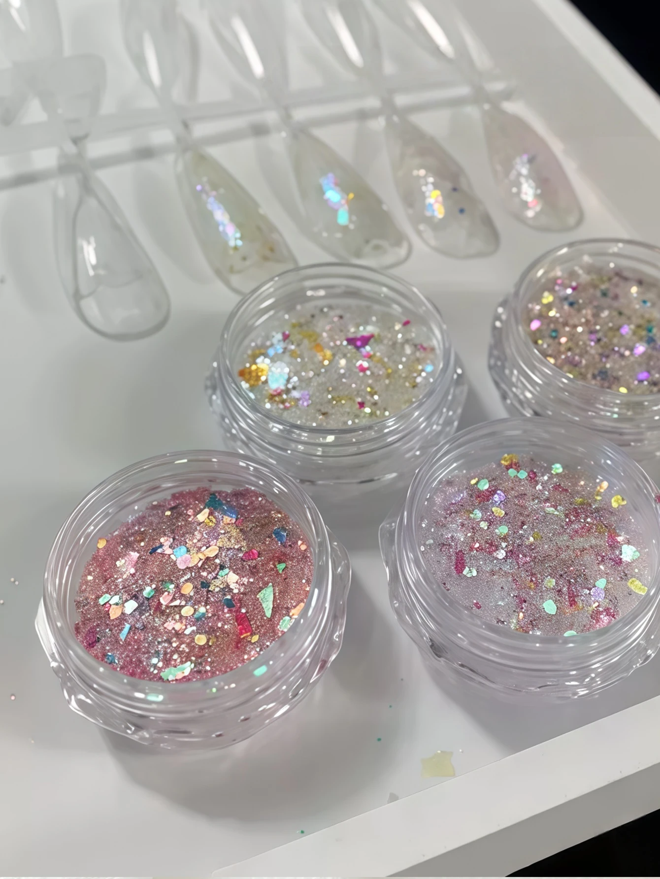 4 الجرار/مجموعة حورية البحر بريق مسمار الفن بريق رقائق الليزر فائقة غرامة المجسم الترتر غير النظامية فضفاض مسمار الفن الغبار اكسسوارات #2