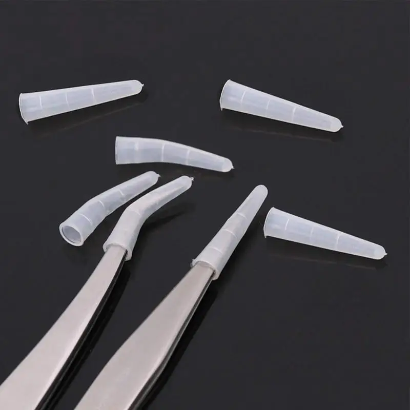 50/10Pcs Tweezers Protect Cases Grafting Eyelashes Tweezer Head Protection Caps Silicone Covers Tips Nail Art Auxiliary Tools