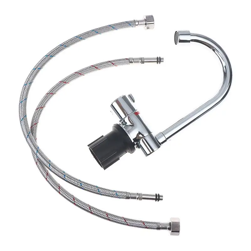 RV Interior Faucet Single‑Handle Tap, Rotatable Folding Cold Hot Water Single Hole Valve For Caravan Kitchen Use