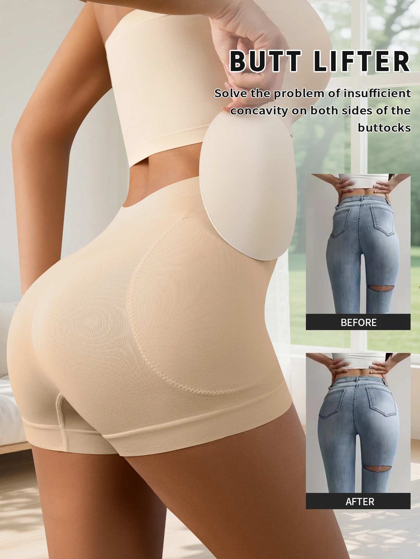 Flarixa Damen Po-Lifter Shaper Shorts mit herausnehmbaren Hüftpolstern, Bauchkontrolle, Hüftverstärker, nahtlose körperformende Sicherheitsunterwäsche – Detail 7