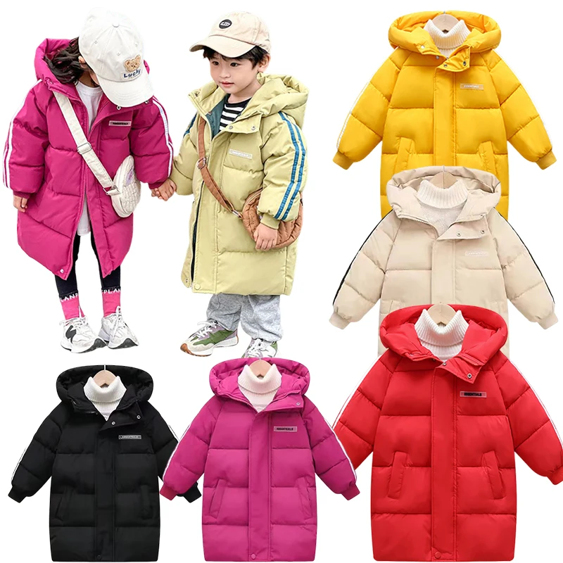 

Childrens Winter Coat Kids Medium Long Thick Clothing 2025 Winter Baby Cotton Coat for Boys Girls Loose Thicken Warm Snowsuit