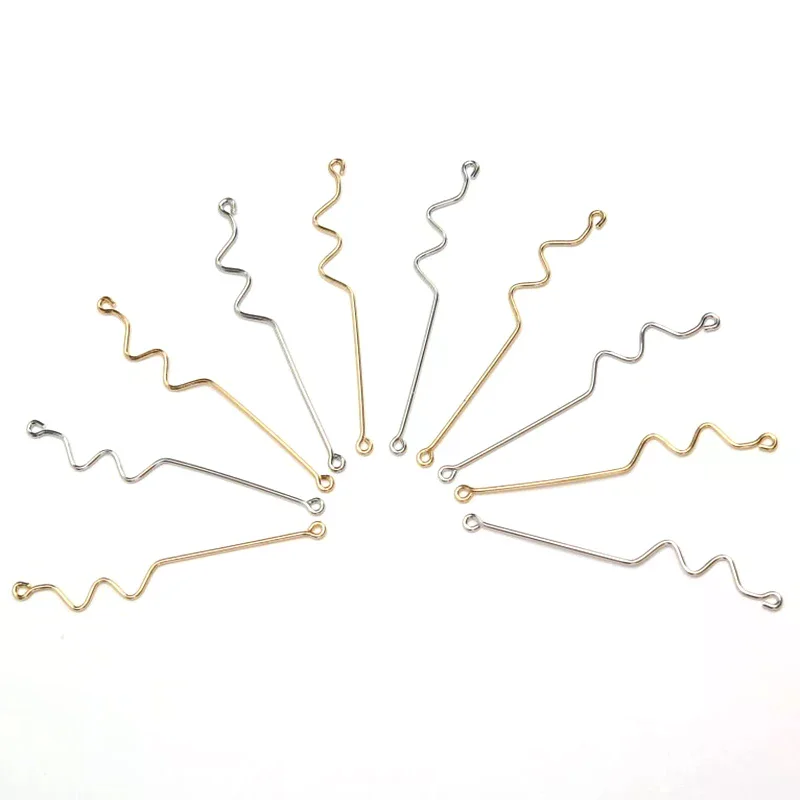 10Pcs/Set Copper Curve Connecting Rod Charms, DIY Earring Making & Jewelry Craft Accessories