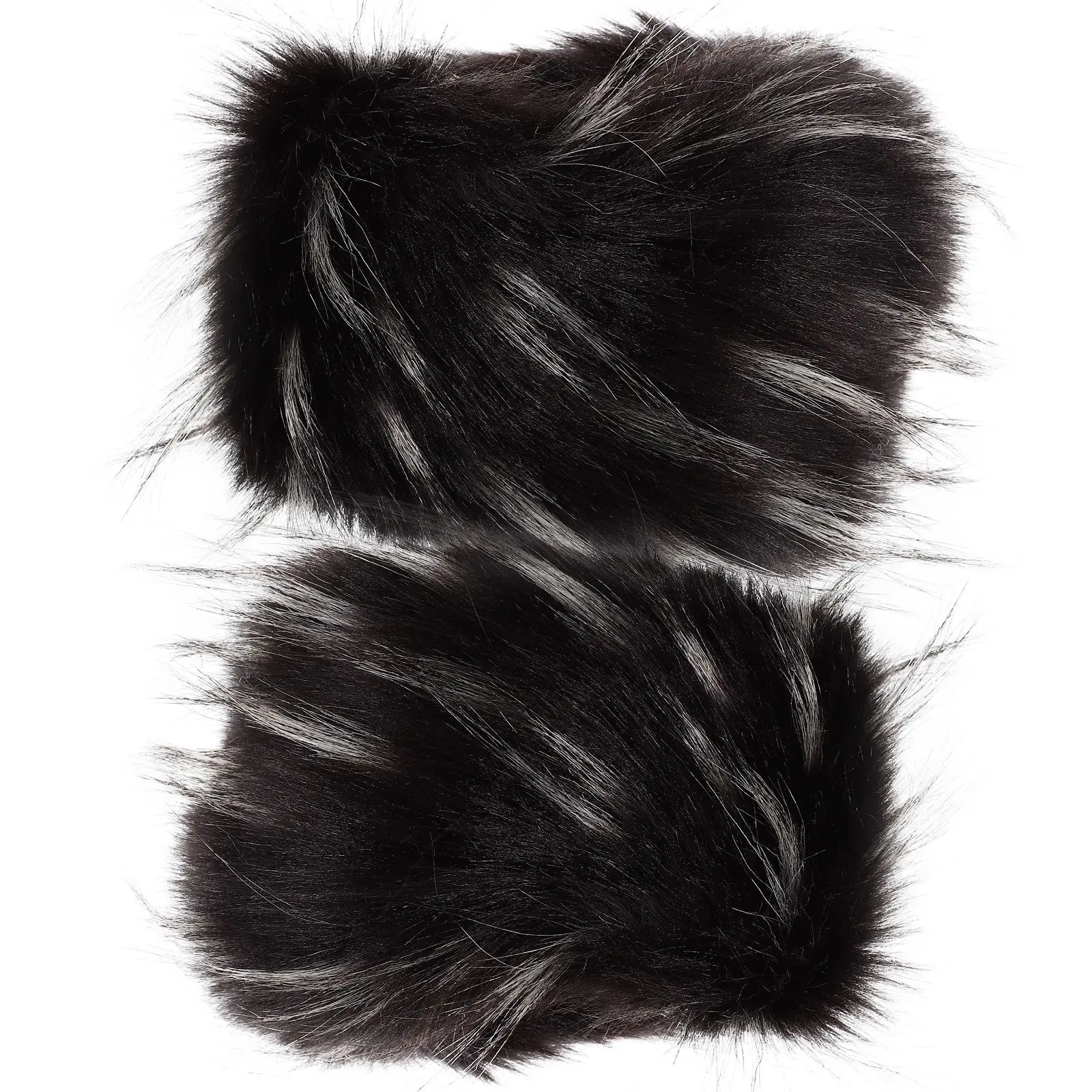 

2 Pcs Black Fingerless Gloves Warm Wrist Braces for Men Winter Fluffy Cuffs Anti-UV