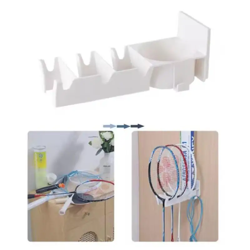 1 قطعة الحائط مضرب حامل مضرب تنس حامل مضرب بدمنتون حامل جدار هوك تخزين يحمل 3 مضارب رف شاشة